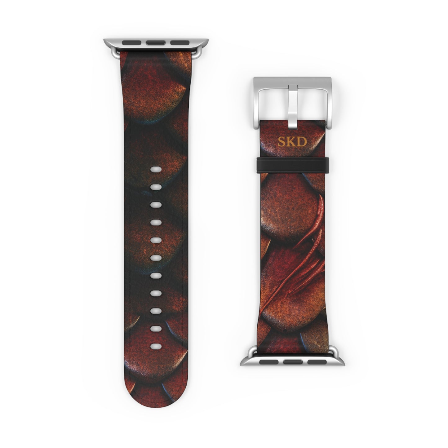 LIMITED EDITION: Enchanting Mystique | Luxurious Multi-Color Dragon Scale Apple Watch Strap, RoHS, REACH & Intertek Certified (Red Version) | Stainless Steel Buckle, All Series Compatible