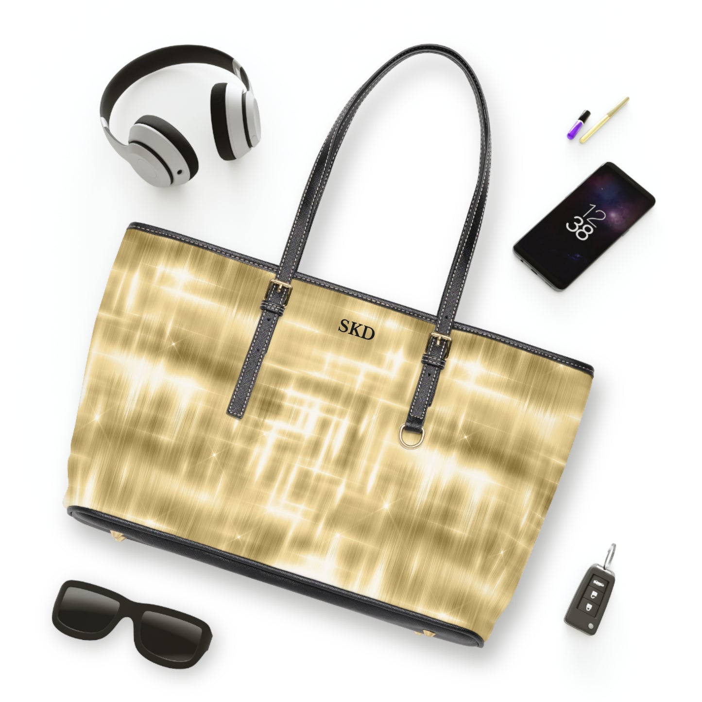 Collector's Vault: Aurum Gala | Glitter & Gold Smooth Shoulder Bag | Radiant Showpiece for Grand Occasions