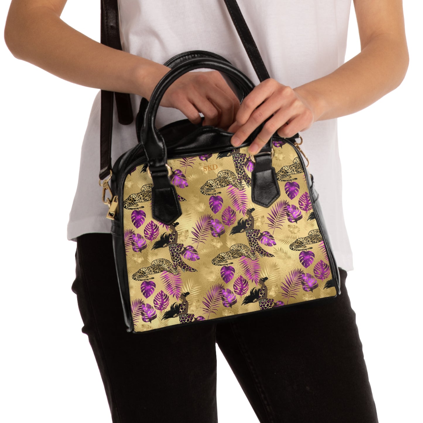 Vault Exclusive: Wild Majesty | Royal Purple and Gold Leopard Shoulder Bag | Rare Artistry from the SKD Collector’s Lineup