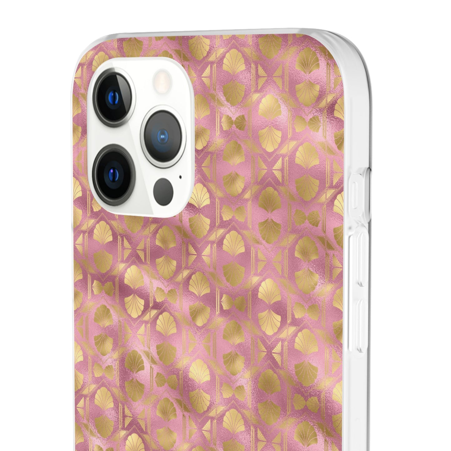 Collector's Vault: Blush Horizon | Soft, Pastel Pink & Gold iPhone Case | Shock-Absorbing TPU Protective Cover, Slim & Wireless Charging Compatible, All iPhone Sizes