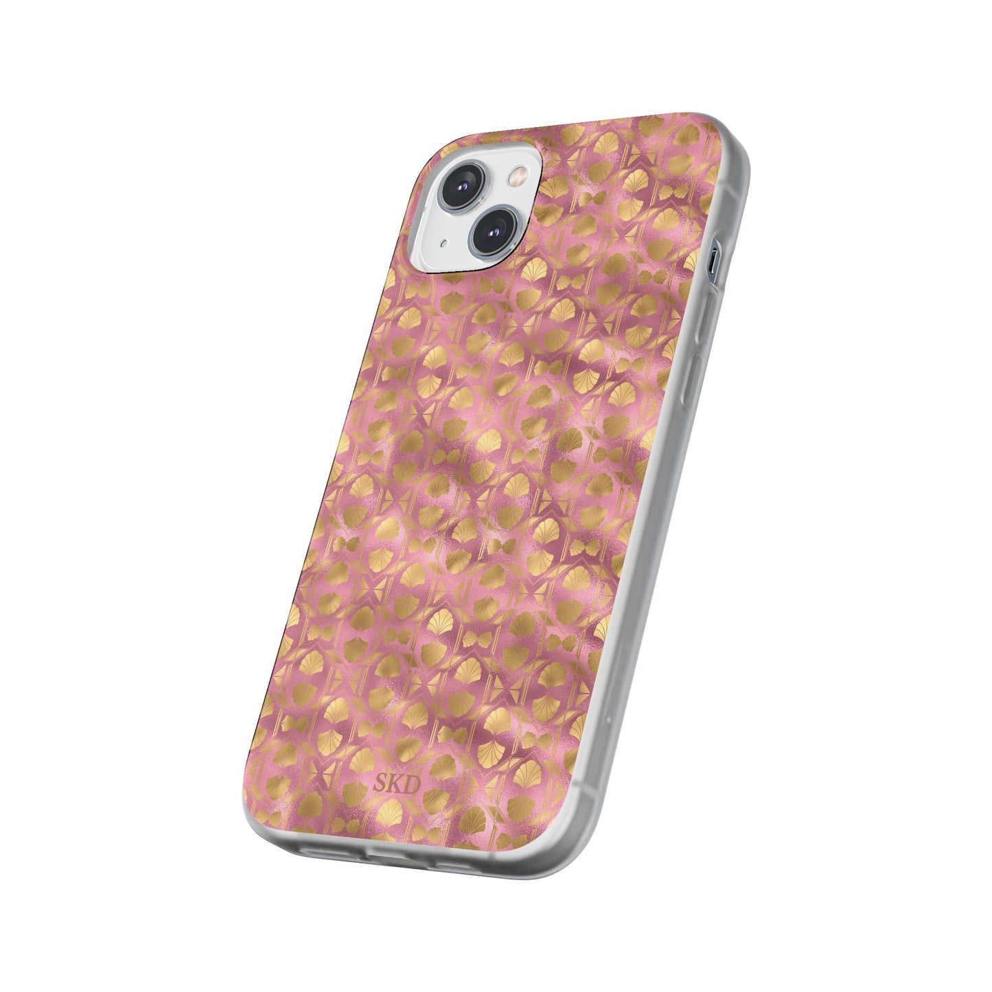 Collector's Vault: Blush Horizon | Soft, Pastel Pink & Gold iPhone Case | Shock-Absorbing TPU Protective Cover, Slim & Wireless Charging Compatible, All iPhone Sizes