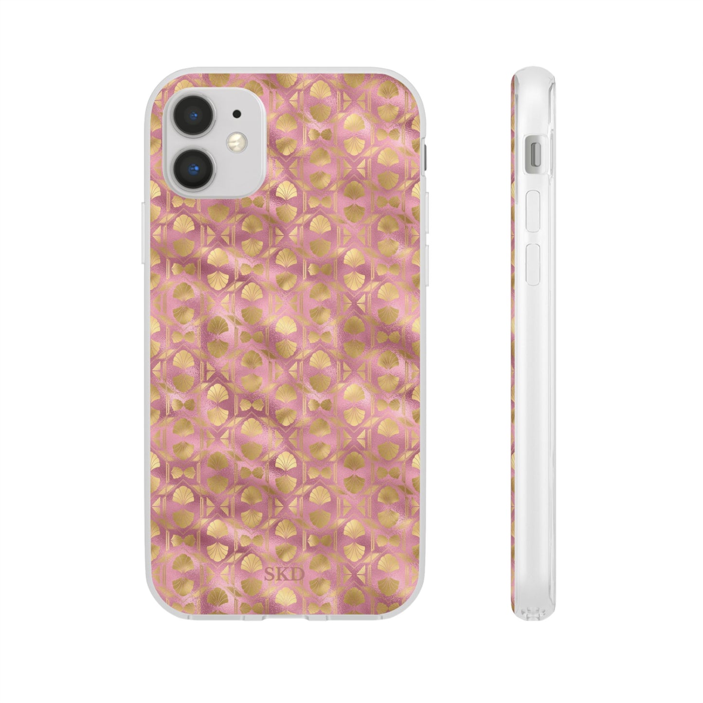 Collector's Vault: Blush Horizon | Soft, Pastel Pink & Gold iPhone Case | Shock-Absorbing TPU Protective Cover, Slim & Wireless Charging Compatible, All iPhone Sizes