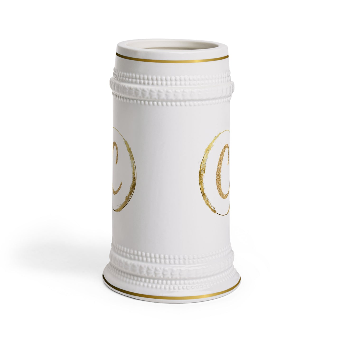 Letter C - Personalized Beer Stein Mug – Custom Initial Ceramic Stein with Gold Accents | Perfect Gift for Beer Lovers