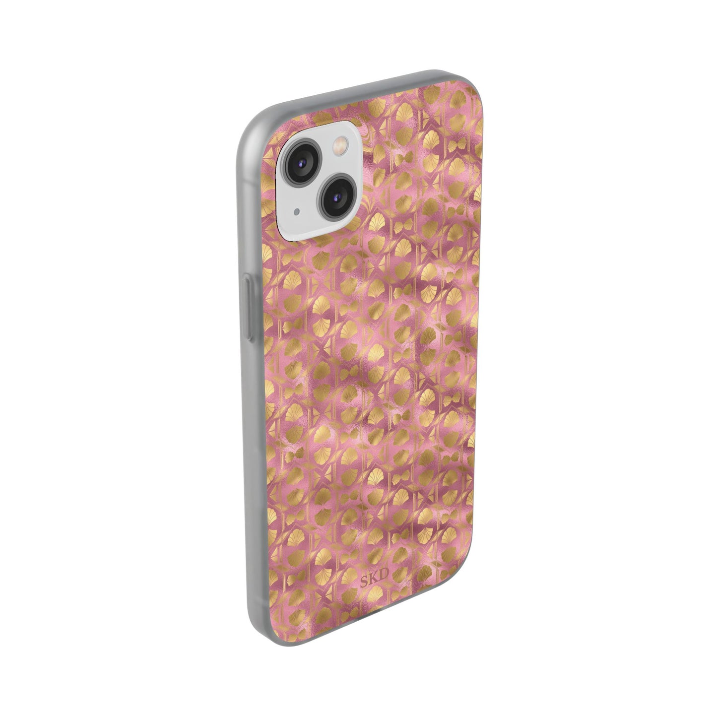 Collector's Vault: Blush Horizon | Soft, Pastel Pink & Gold iPhone Case | Shock-Absorbing TPU Protective Cover, Slim & Wireless Charging Compatible, All iPhone Sizes