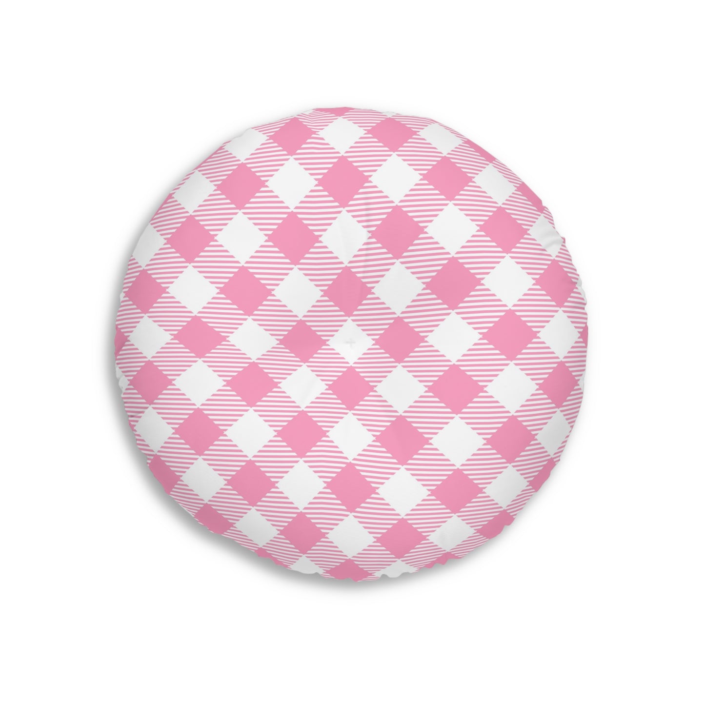 Pink Gingham Round Tufted Floor Pillow | Sweet Vintage Style Meets Plush Comfort