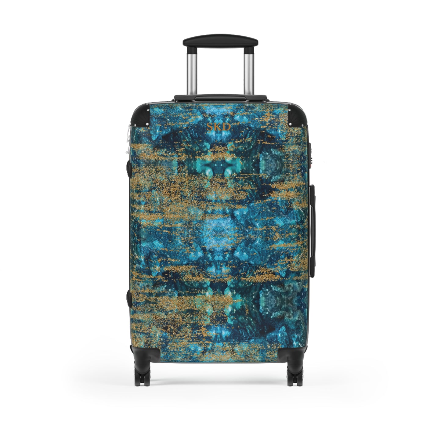 LIMITED EDITION: Celestial Reverie | Chrysocolla & Pyrite-Inspired Suitcase with Built-In Lock and Durable Protection | Lightweight Carry-On and Vacation Essential for Transformation, Abundance, & Artistic Elegance for the Visionary Collector