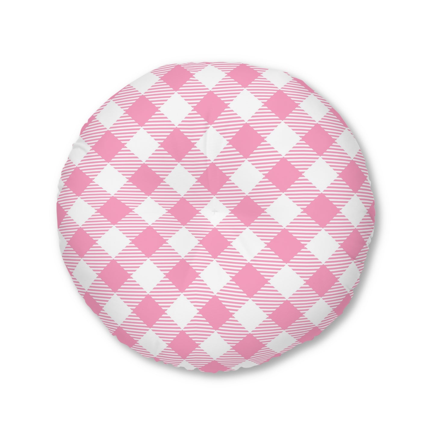Pink Gingham Round Tufted Floor Pillow | Sweet Vintage Style Meets Plush Comfort