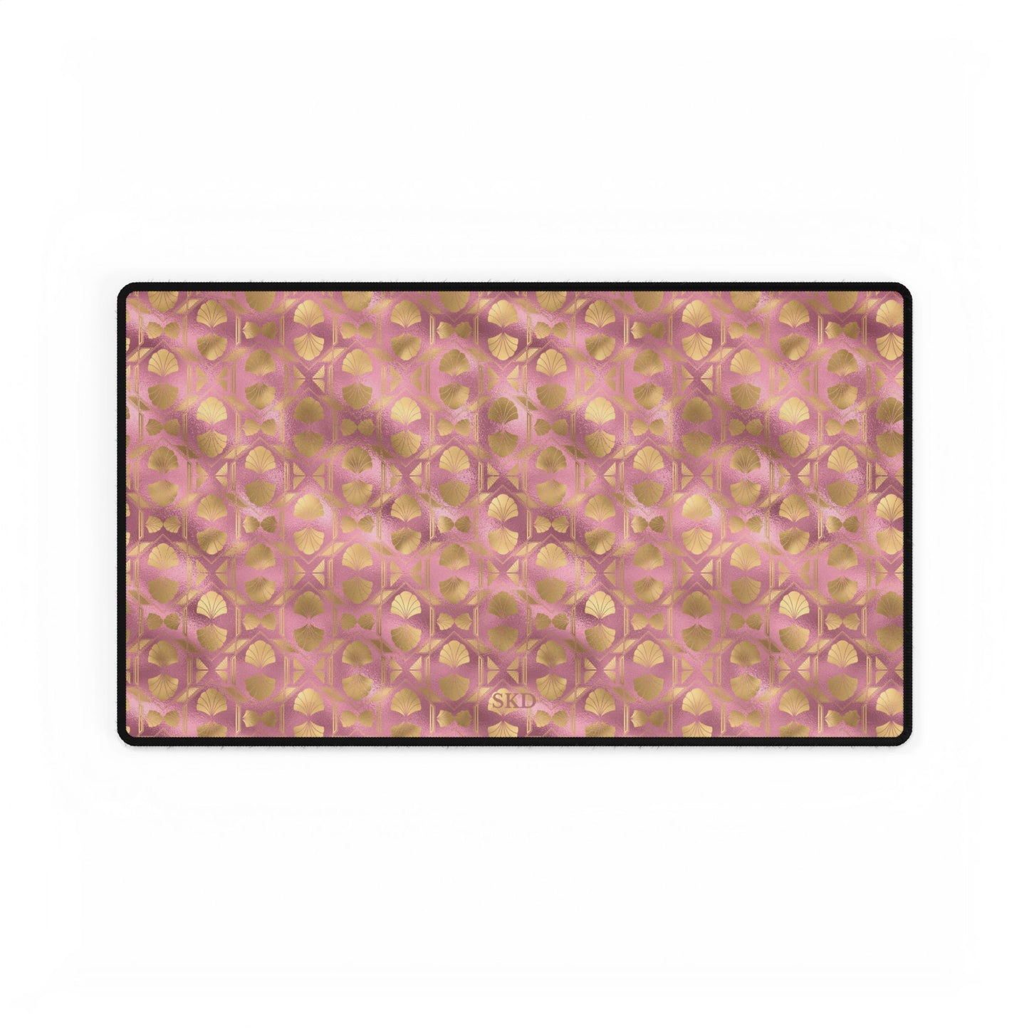 Collector's Vault: Blush Horizon | Soft Pastel Pink & Gold Computer Desk Mat | Non-Slip Rubber Base, Smooth Surface for Creative Spaces