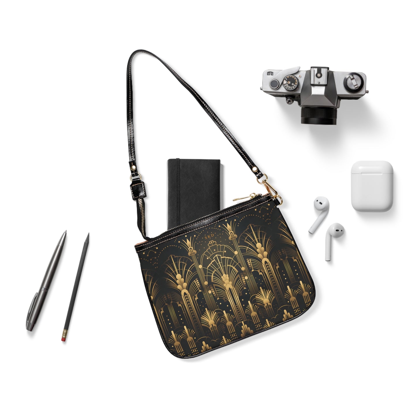 LIMITED EDITION: Gatsby Opulence | Black & Gold Art Deco Small Shoulder Bag | Jazz Age Glamour for Modern Sophistication