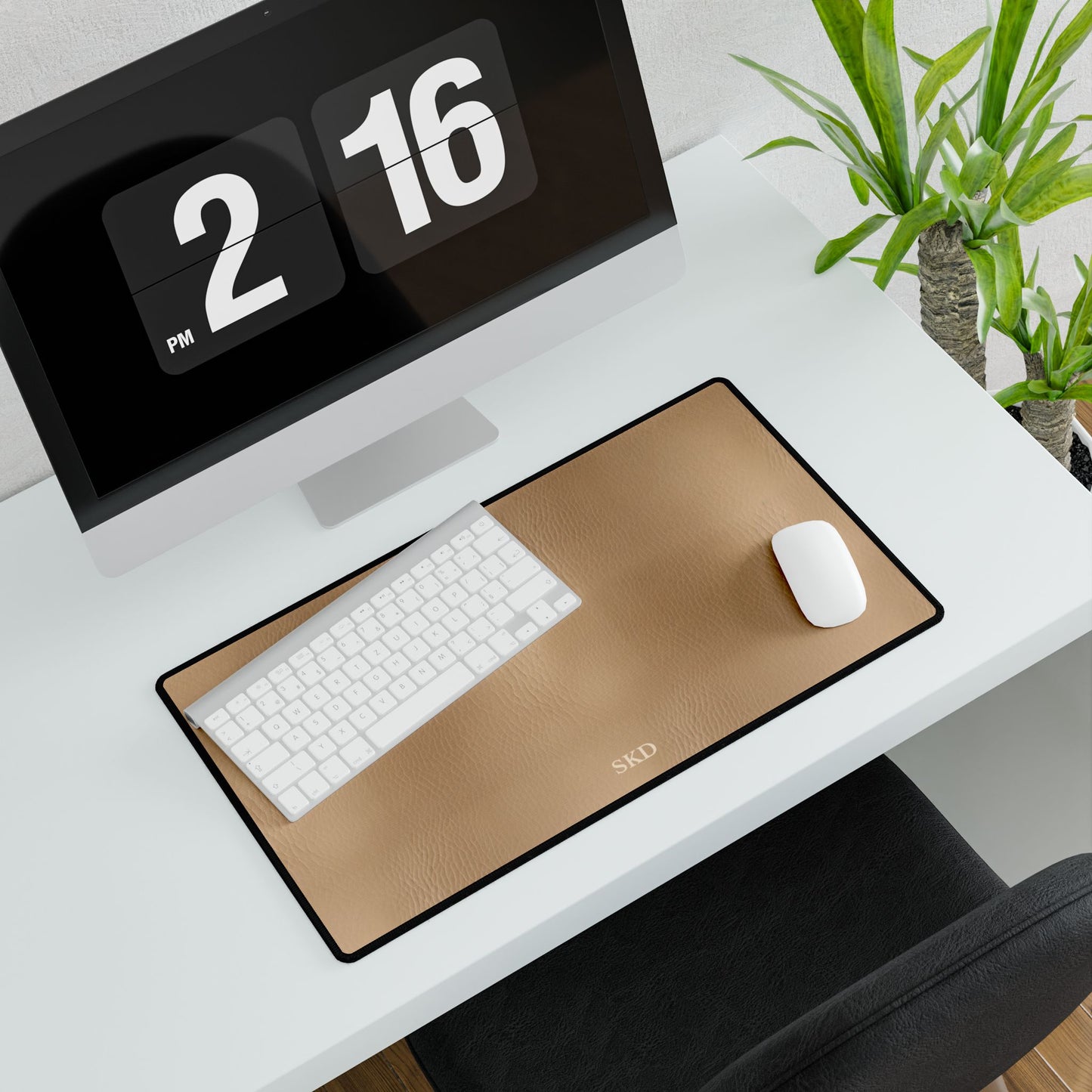 Tawny Reserve | Smooth Tan Faux Leather Computer Desk Mat | Where Timeless Style Meets Everyday Utility
