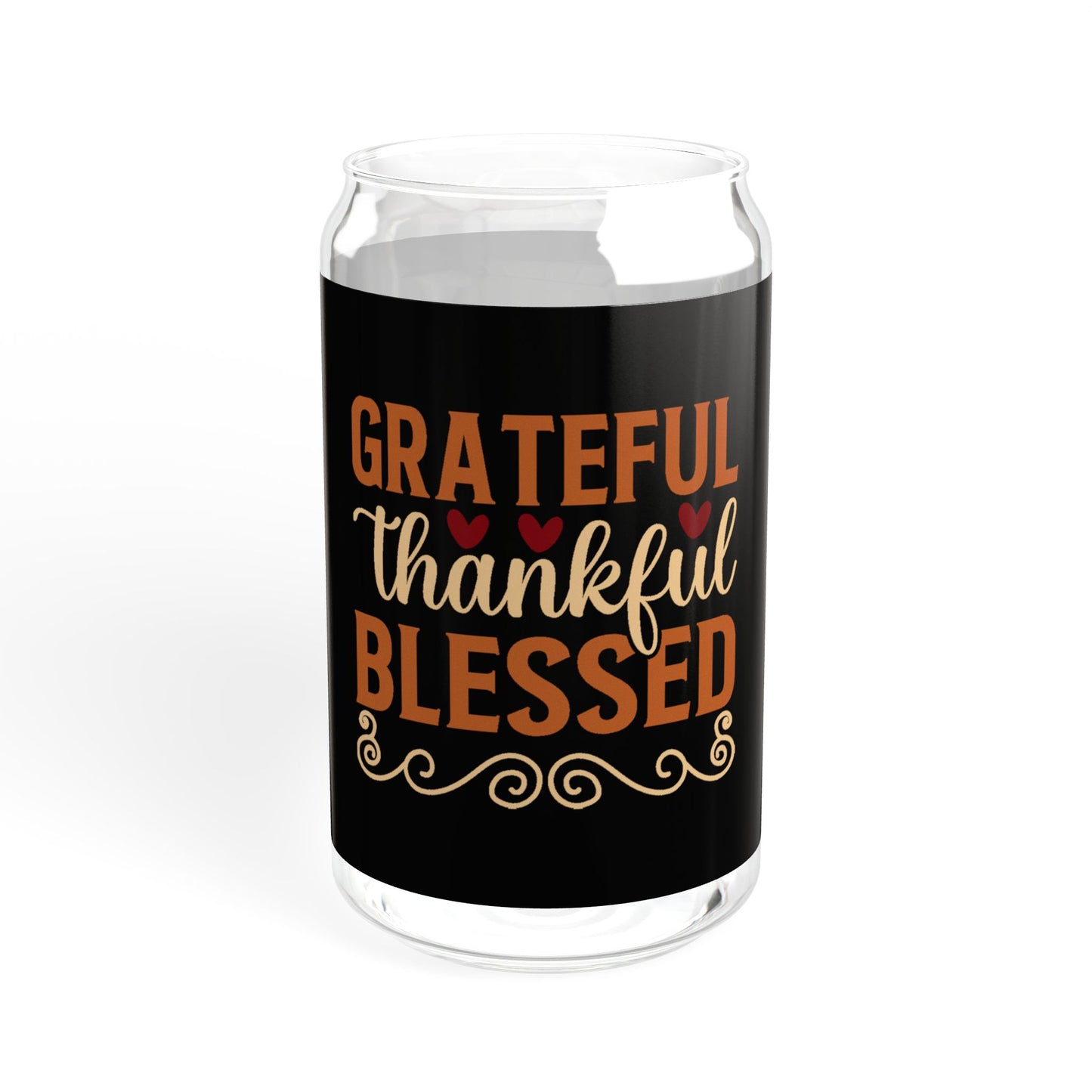 "Grateful Thankful Blessed" | 16oz Custom Sipper Glass with Bamboo Lid & Straw – Perfect for Sweet Treats and Family Parties