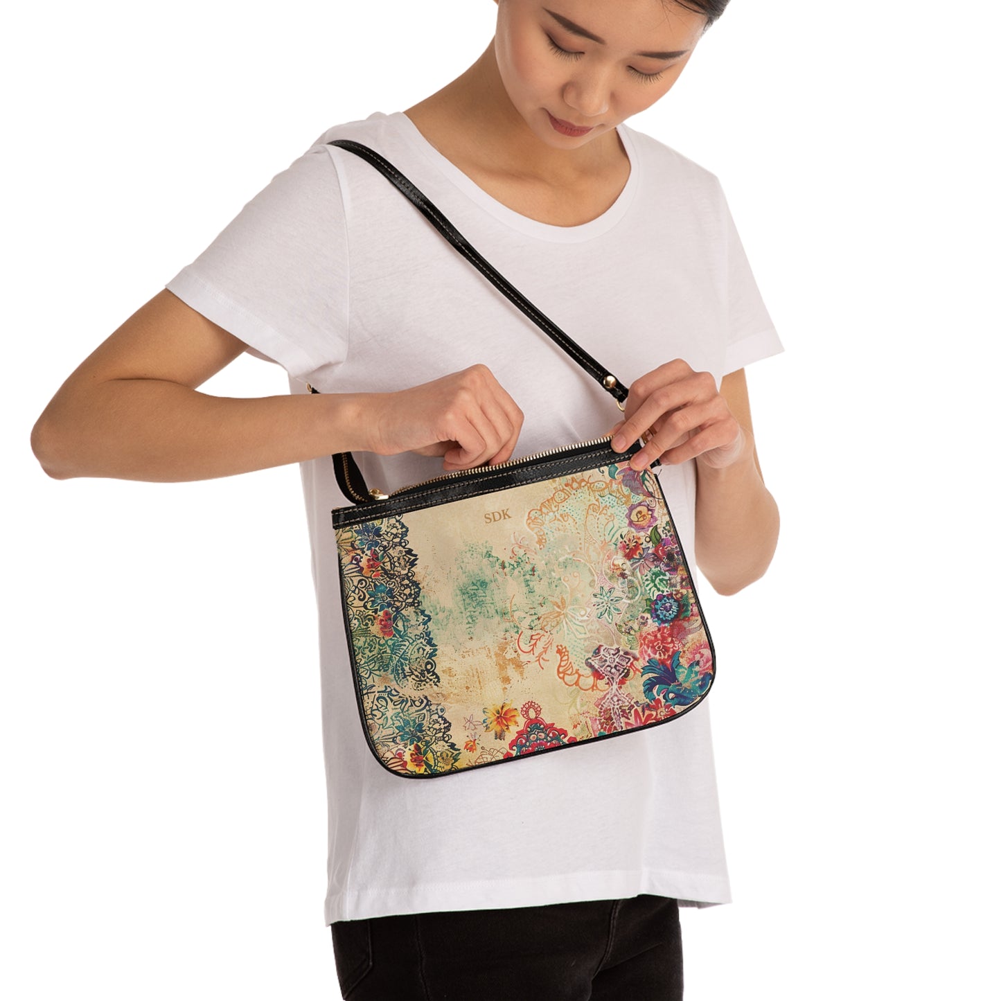 LIMITED EDITION: Timeless Tapestry | Ivory Floral Embroidered Small Shoulder Bag | Delicate Garden Luxury for Year-Round Style