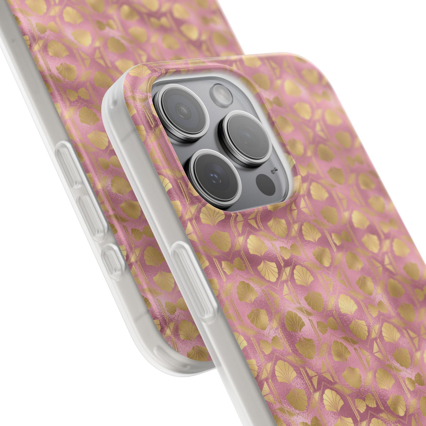 Collector's Vault: Blush Horizon | Soft, Pastel Pink & Gold iPhone Case | Shock-Absorbing TPU Protective Cover, Slim & Wireless Charging Compatible, All iPhone Sizes