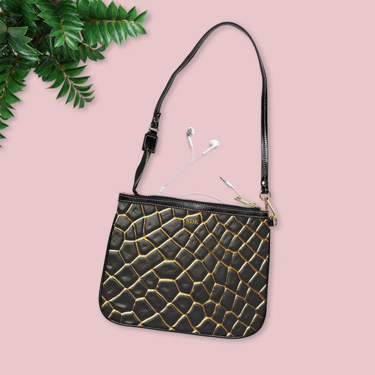 LIMITED EDITION: Obsidian Venom | Striking Black & Gold Small Shoulder Bag | Striking Statement Piece for Bold & Elegant Women