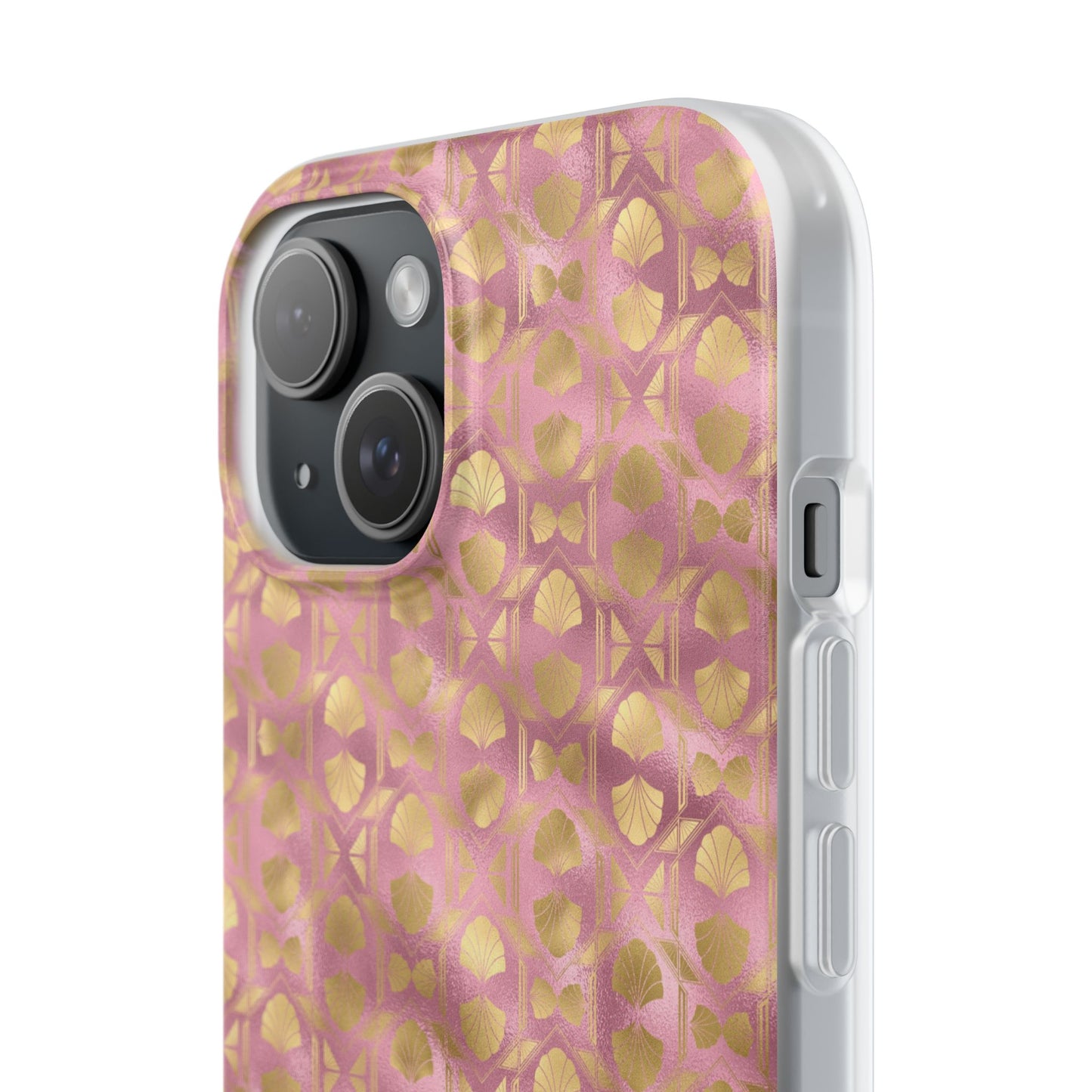 Collector's Vault: Blush Horizon | Soft, Pastel Pink & Gold iPhone Case | Shock-Absorbing TPU Protective Cover, Slim & Wireless Charging Compatible, All iPhone Sizes