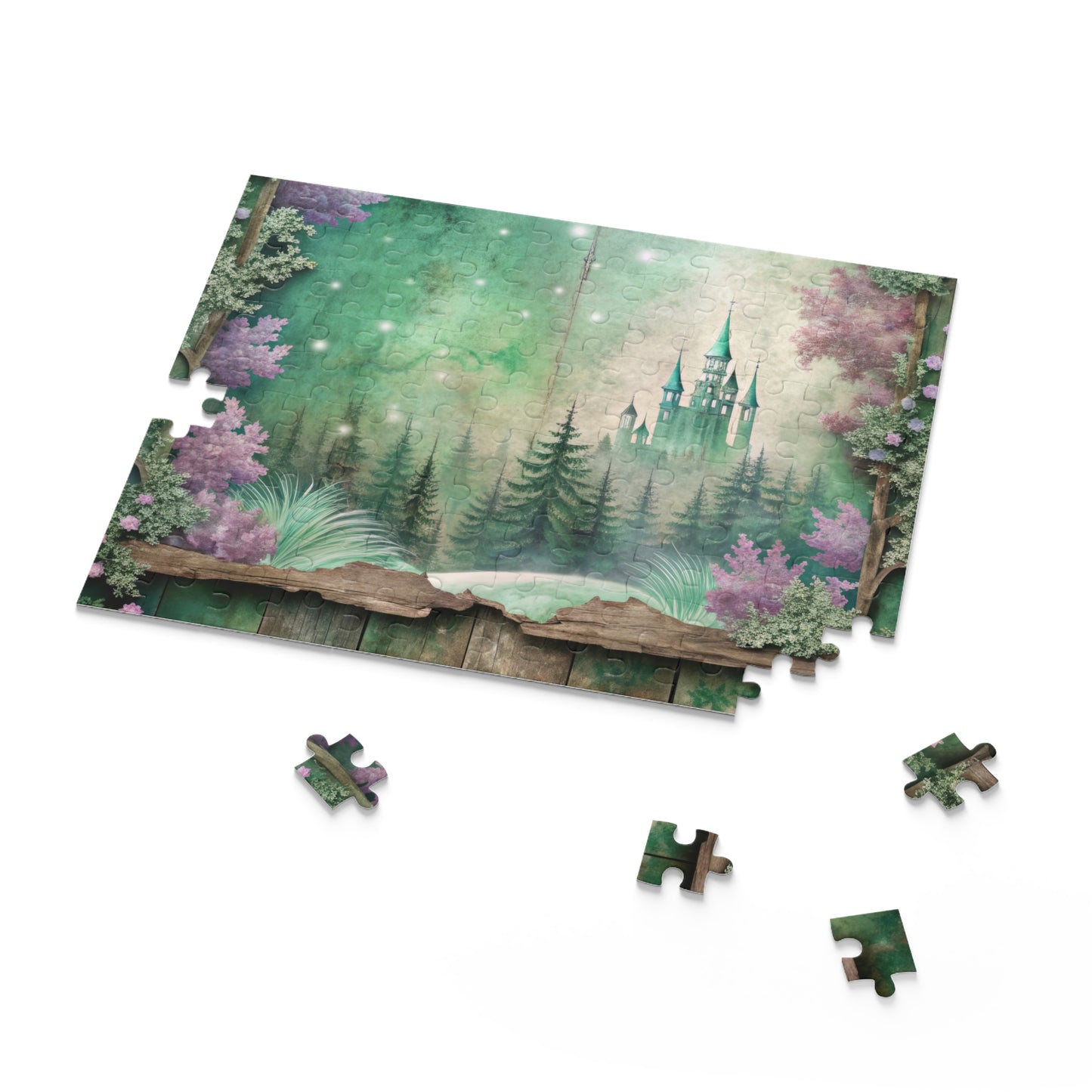 Enchanting Fairy Forest Puzzle – Custom Purple & Green Design for a Magical Family Activity | 3 Sizes for Family Fun & Relaxation