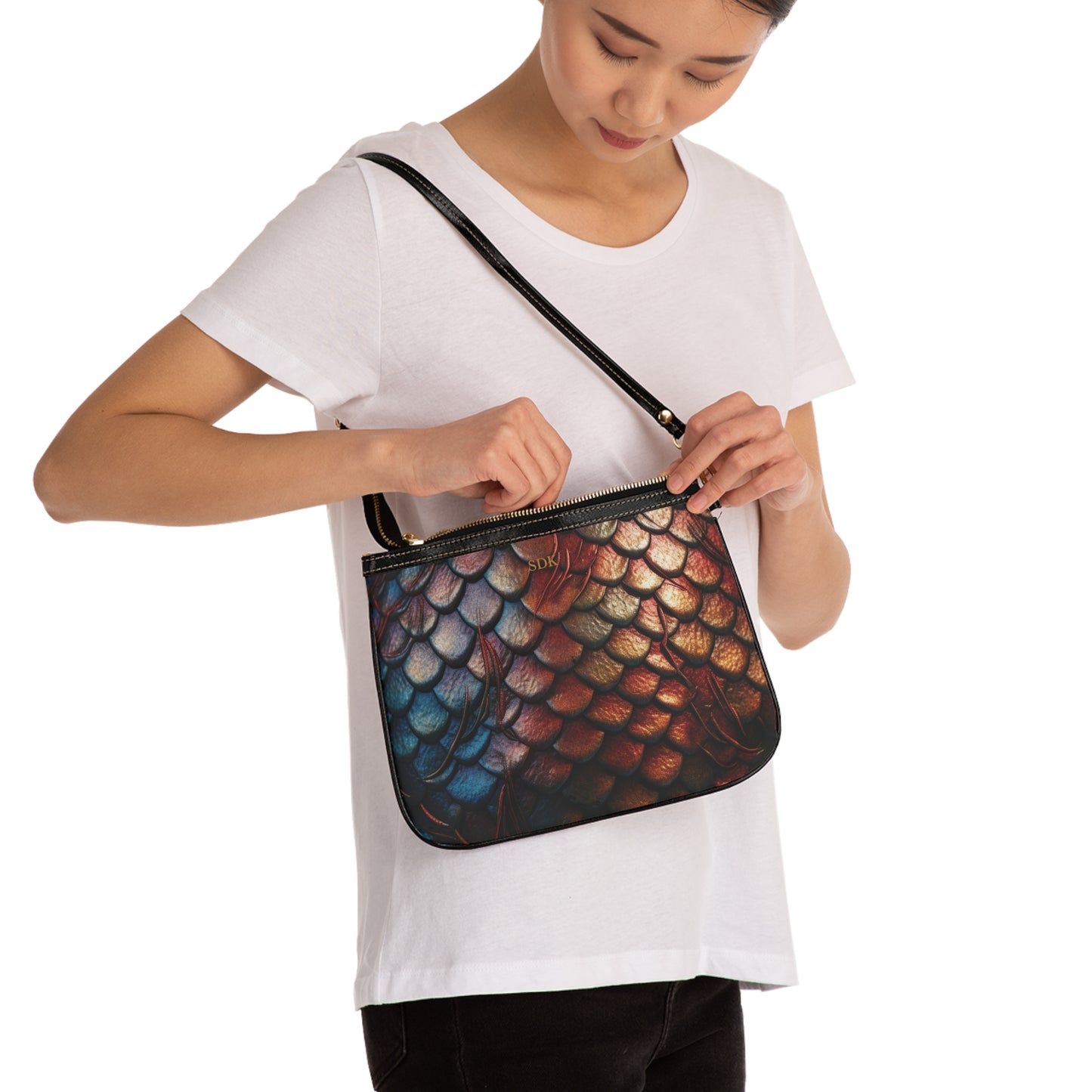 LIMITED EDITION: Enchanting Mystique | Multi-Color Dragon Scale Small Shoulder Bag | Captivating Elegance for Evening Affairs