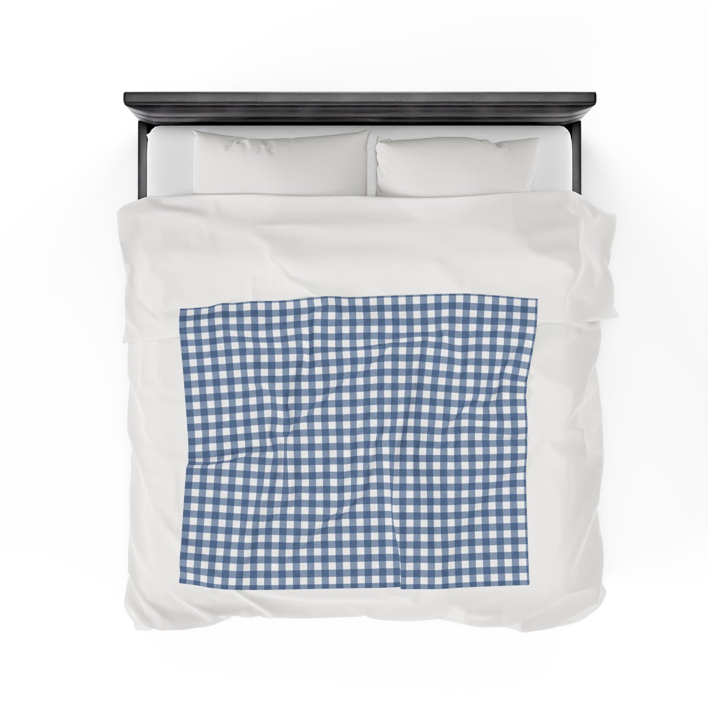 Custom Blue Check Plush Velveteen Plaid Blanket – Cozy, Soft, and Perfect for Personalized Gifts | 50x60