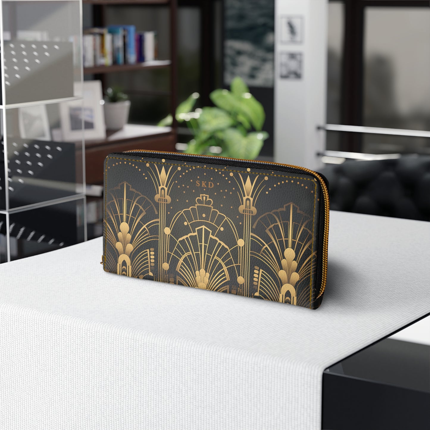 LIMITED EDITION: Gatsby Opulence | Black & Gold Art Deco Zipper Wallet | Jazz Age Glamour for Modern Sophistication
