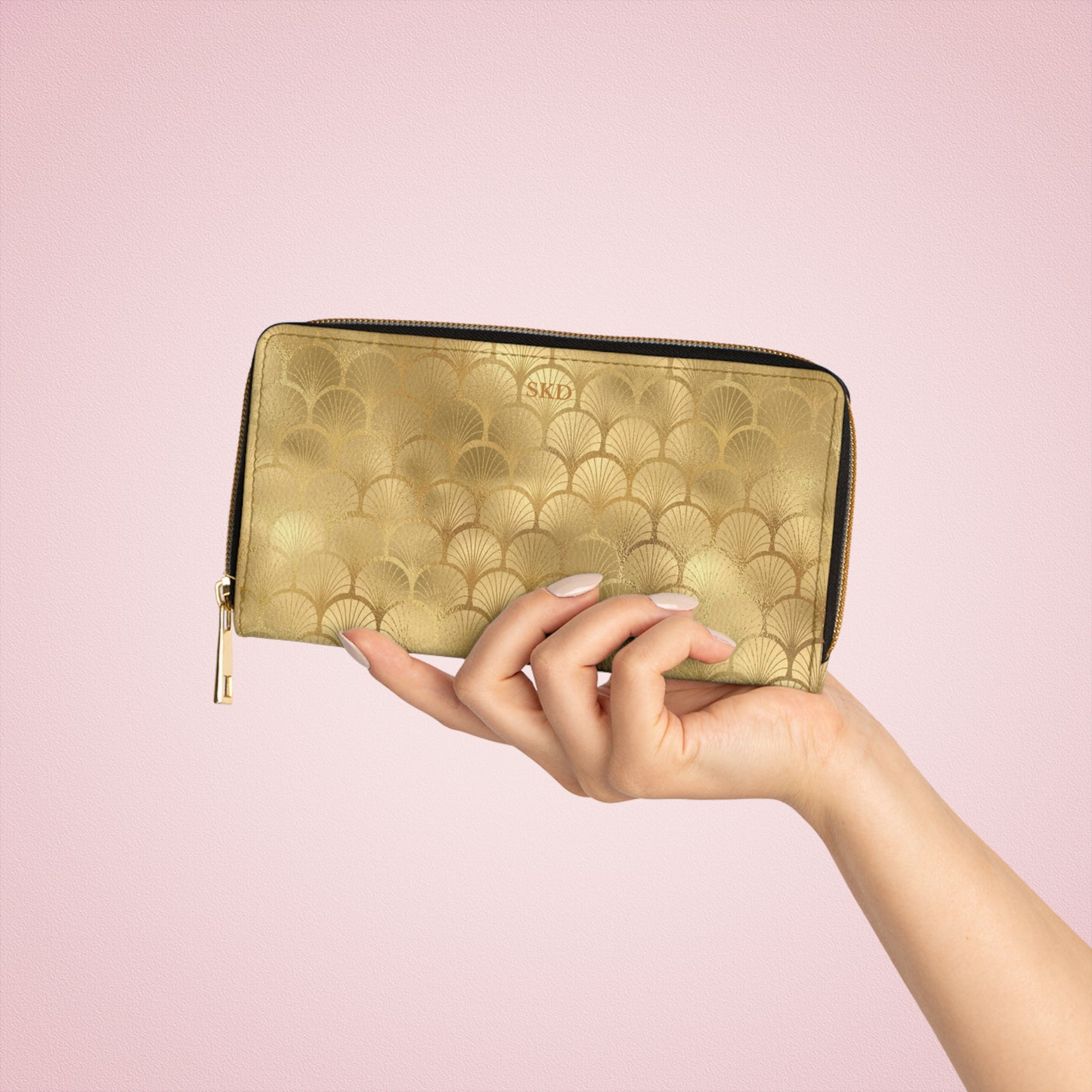 Vault Exclusive: Gold Horizon | Metallic Gold Smooth Zipper Wallet | Sunlit Glamour for Every Celebration