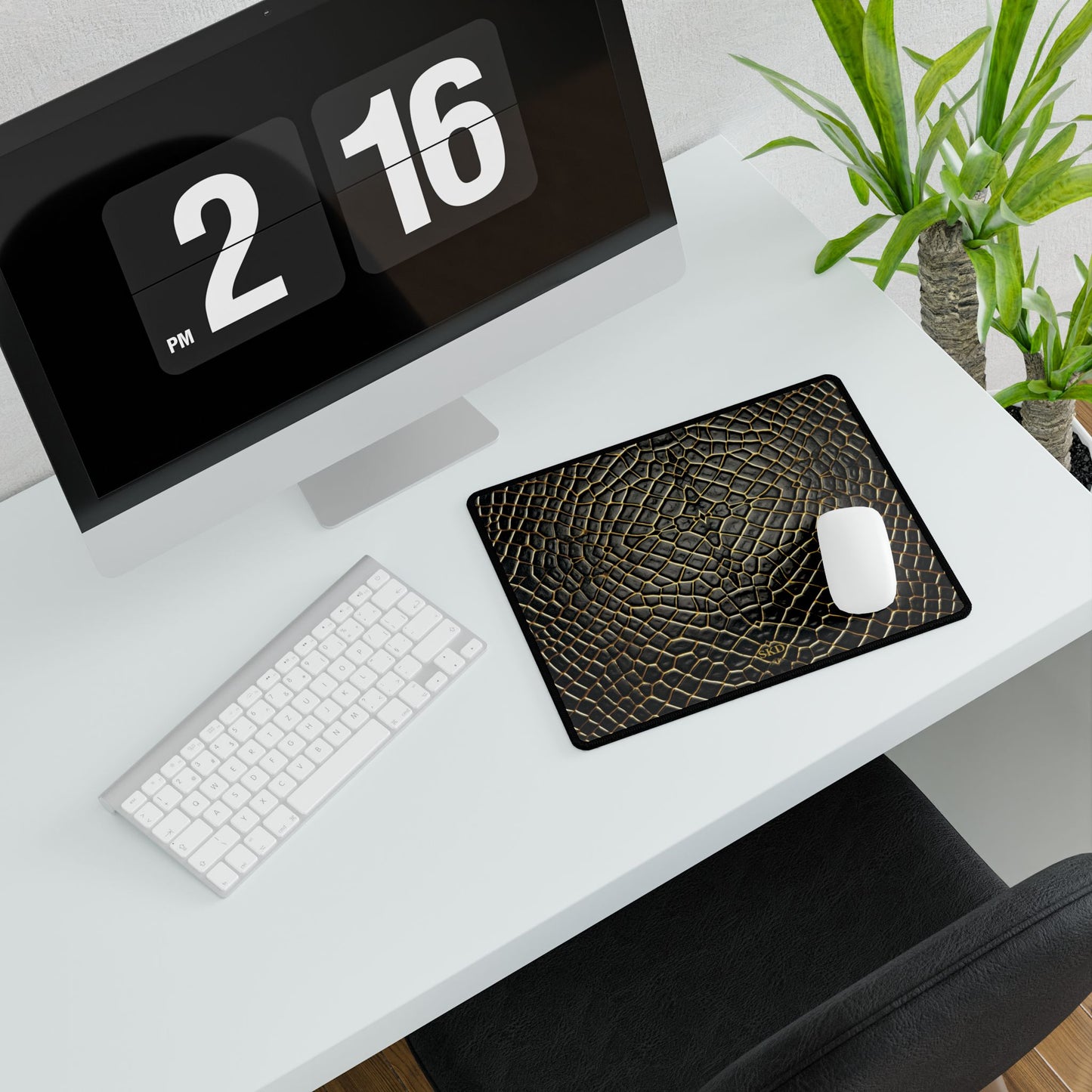 LIMITED EDITION: Obsidian Venom | Stiking Black & Gold Faux Snake Computer Desk Mat | Non-Slip Rubber Base, Smooth Surface for Home Office, Gaming & Creative Spaces