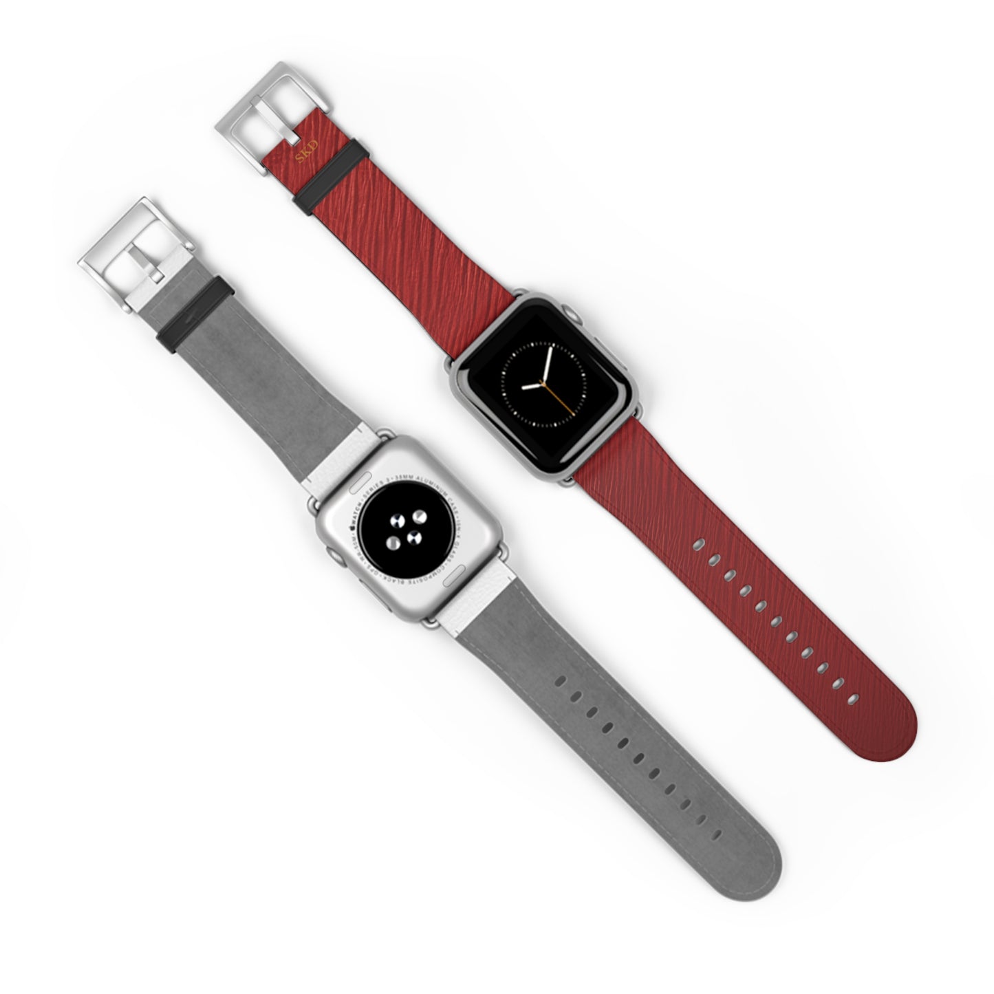 Crimson Reverie | RoHS, REACH & Intertek Certified Dark Red Luxe Apple Watch Strap | Designer Faux Leather, Stainless Steel, All Series Compatible