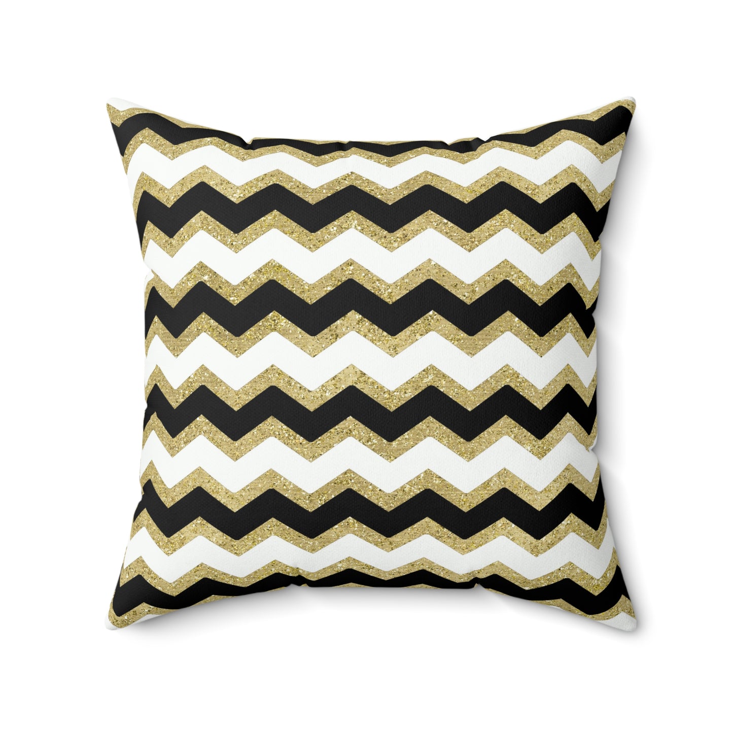 Gold Black Zigzag Custom Spun Polyester Square Pillow – Stylish Double-Sided Home Décor Accent for a Personalized Touch