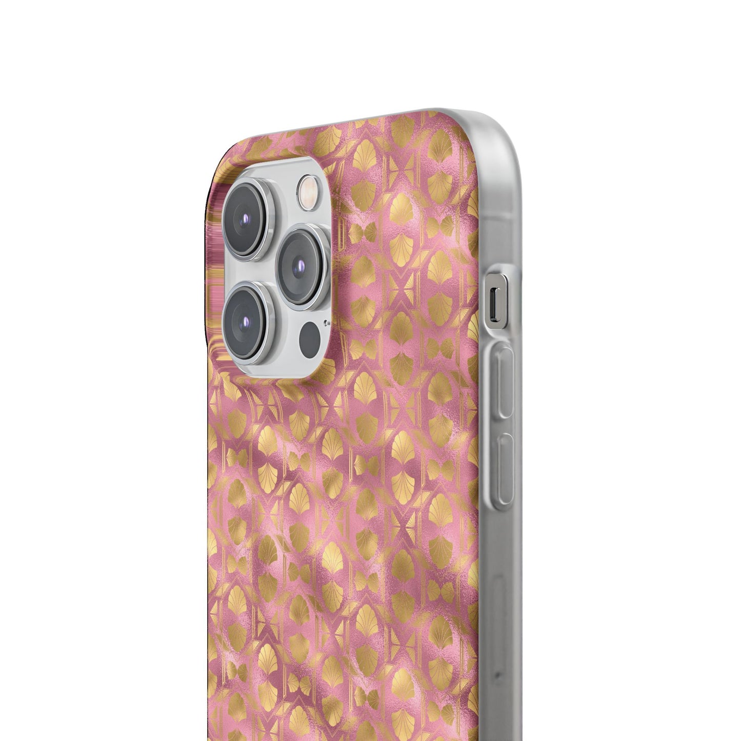 Collector's Vault: Blush Horizon | Soft, Pastel Pink & Gold iPhone Case | Shock-Absorbing TPU Protective Cover, Slim & Wireless Charging Compatible, All iPhone Sizes