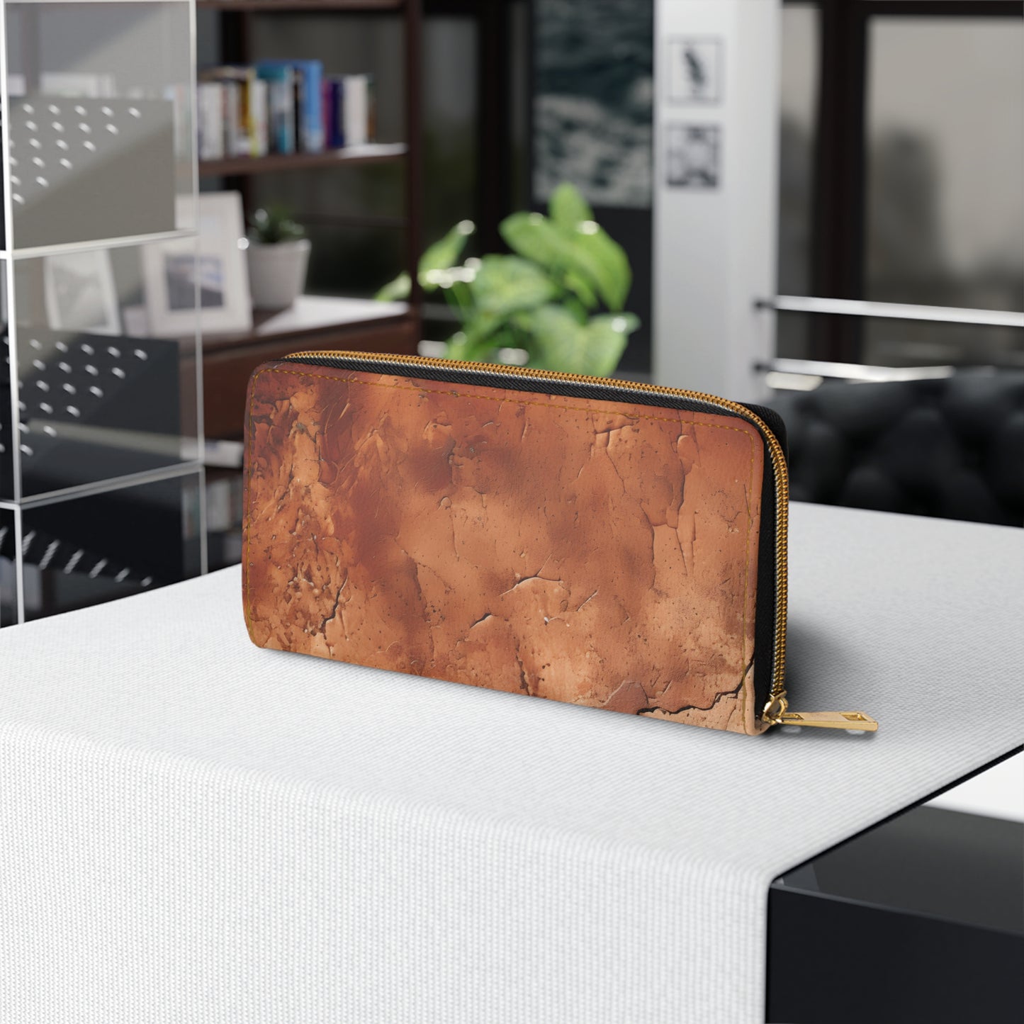Heritage Luxe | Cognac Brown Faux Leather Zipper Wallet | Classic Sophistication with a Timeless Touch