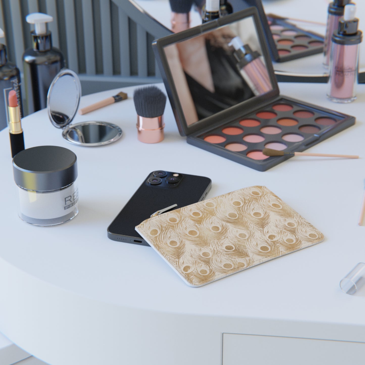 Collector's Vault: Golden Plume | Gold Feather-Patterned Mini Clutch Bag | Luxe Accent Piece for Elegant Evenings