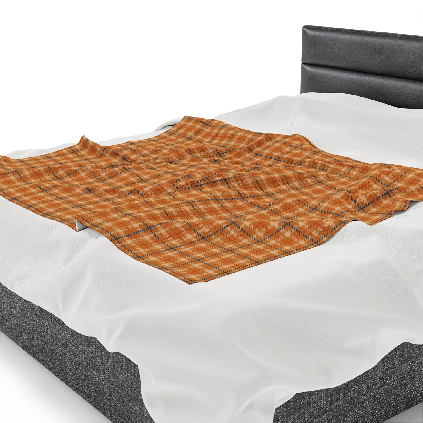 Custom Orange Brown Plush Velveteen Plaid Blanket – Cozy, Soft, and Perfect for Personalized Gifts | 50x60 - Signature Keepsake Designs