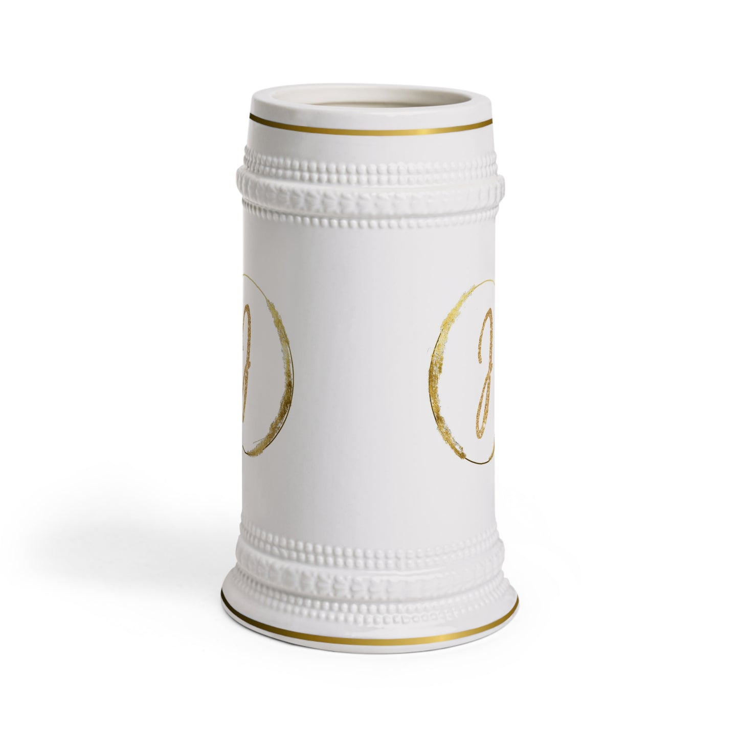 Letter J - Personalized Beer Stein Mug – Custom Initial Ceramic Stein with Gold Accents | Perfect Gift for Beer Lovers