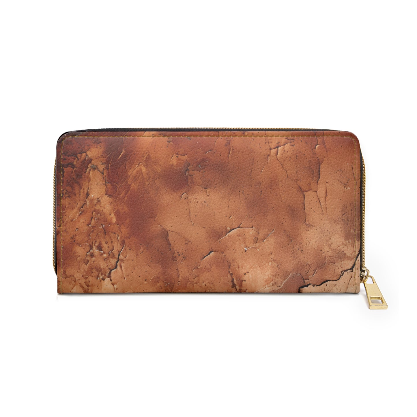 Heritage Luxe | Cognac Brown Faux Leather Zipper Wallet | Classic Sophistication with a Timeless Touch