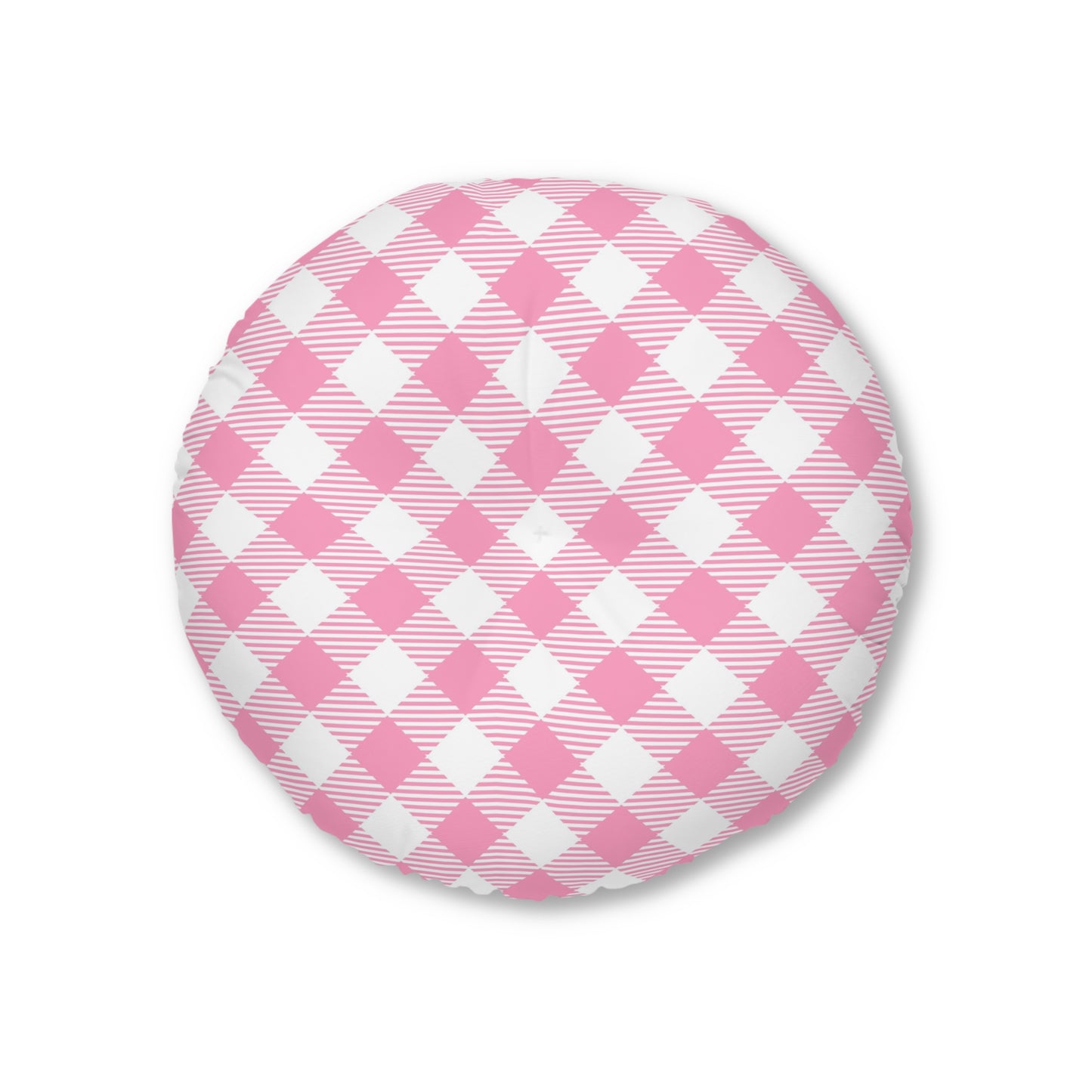 Pink Gingham Round Tufted Floor Pillow | Sweet Vintage Style Meets Plush Comfort