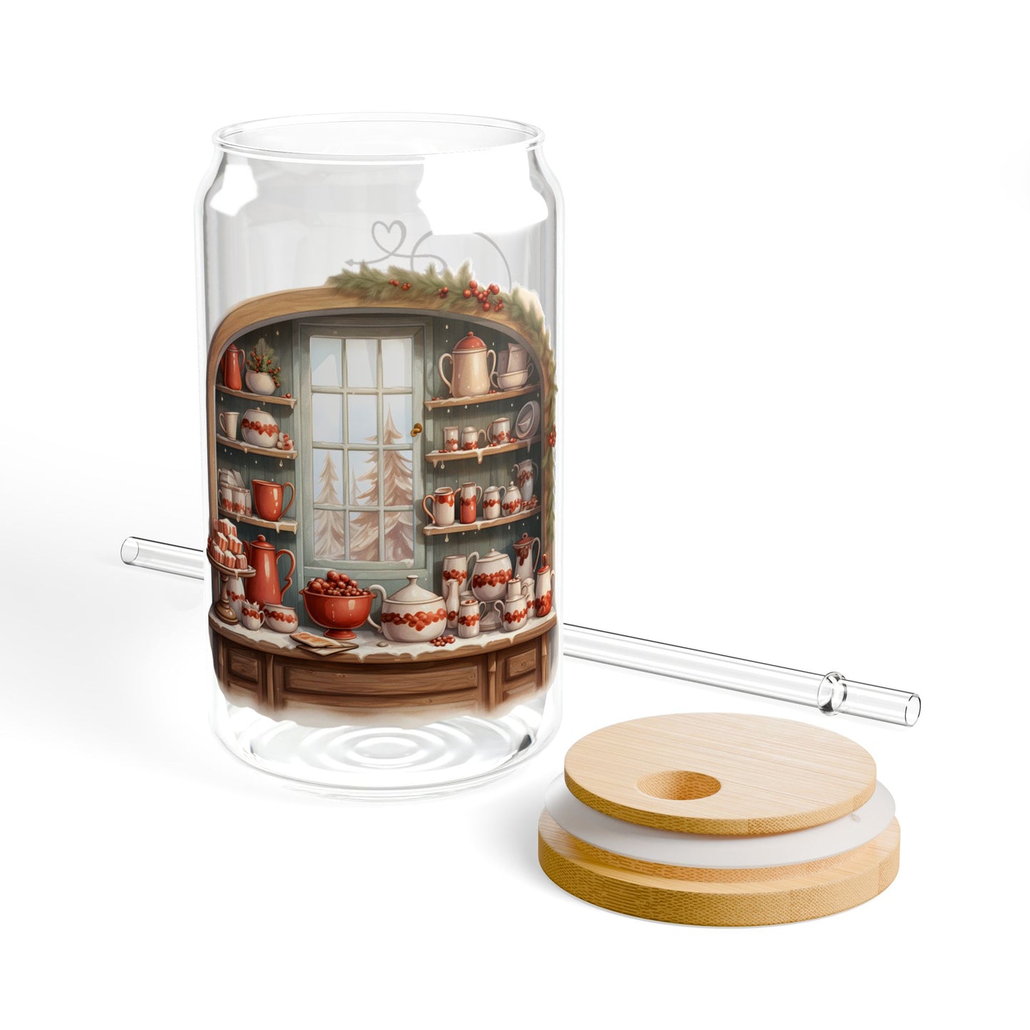 'Have A Sweet Christmas' | 16oz Custom Sipper Glass with Bamboo Lid & Straw – Perfect for Sweet Treats and Family Parties