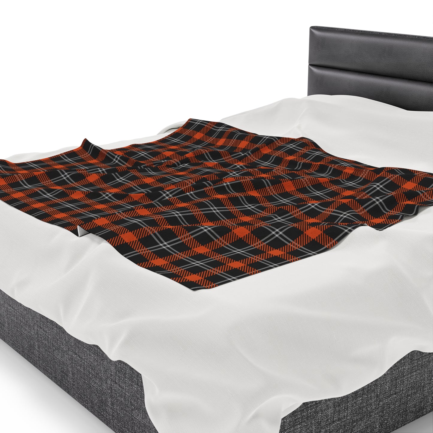 Custom Orange Black Plush Velveteen Plaid Blanket – Cozy, Soft, and Perfect for Personalized Gifts | 50x60 - Signature Keepsake Designs
