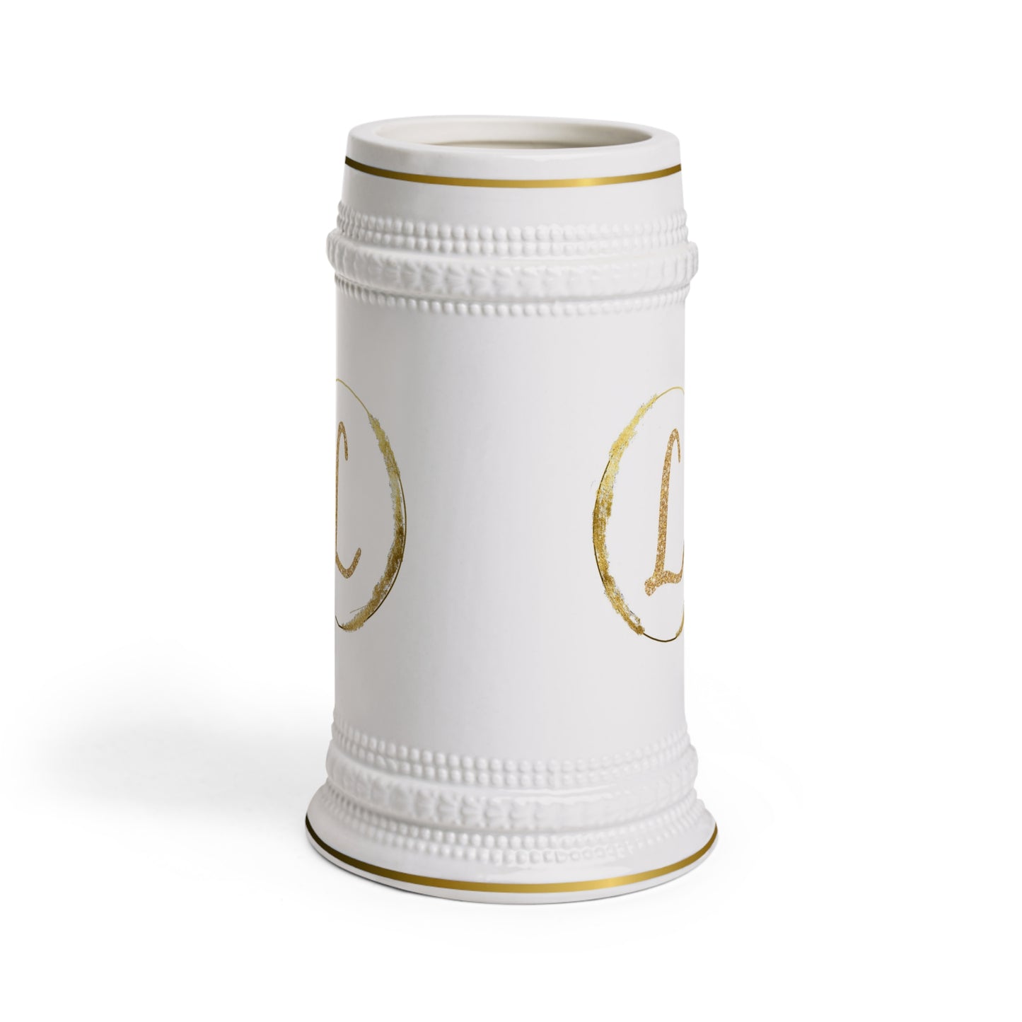 Letter L - Personalized Beer Stein Mug – Custom Initial Ceramic Stein with Gold Accents | Perfect Gift for Beer Lovers