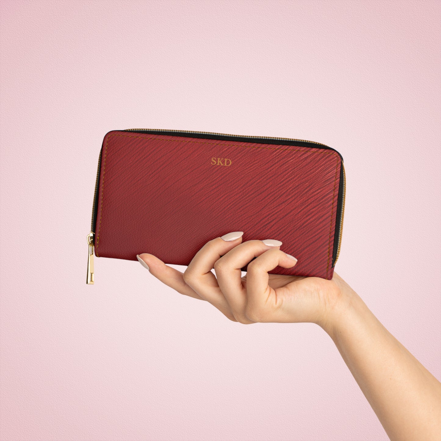 Core Collection: Crimson Reverie | Deep Alluring Red Zipper Wallet | Elegant Statement Piece for Evening Glamour
