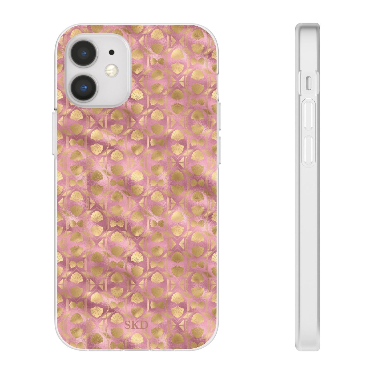 Collector's Vault: Blush Horizon | Soft, Pastel Pink & Gold iPhone Case | Shock-Absorbing TPU Protective Cover, Slim & Wireless Charging Compatible, All iPhone Sizes