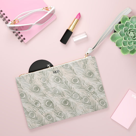 Vault Exclusive: Snowy Plume | White Feather-Patterned Clutch Bag | Pristine Beauty for Winter & Bridal Occasions