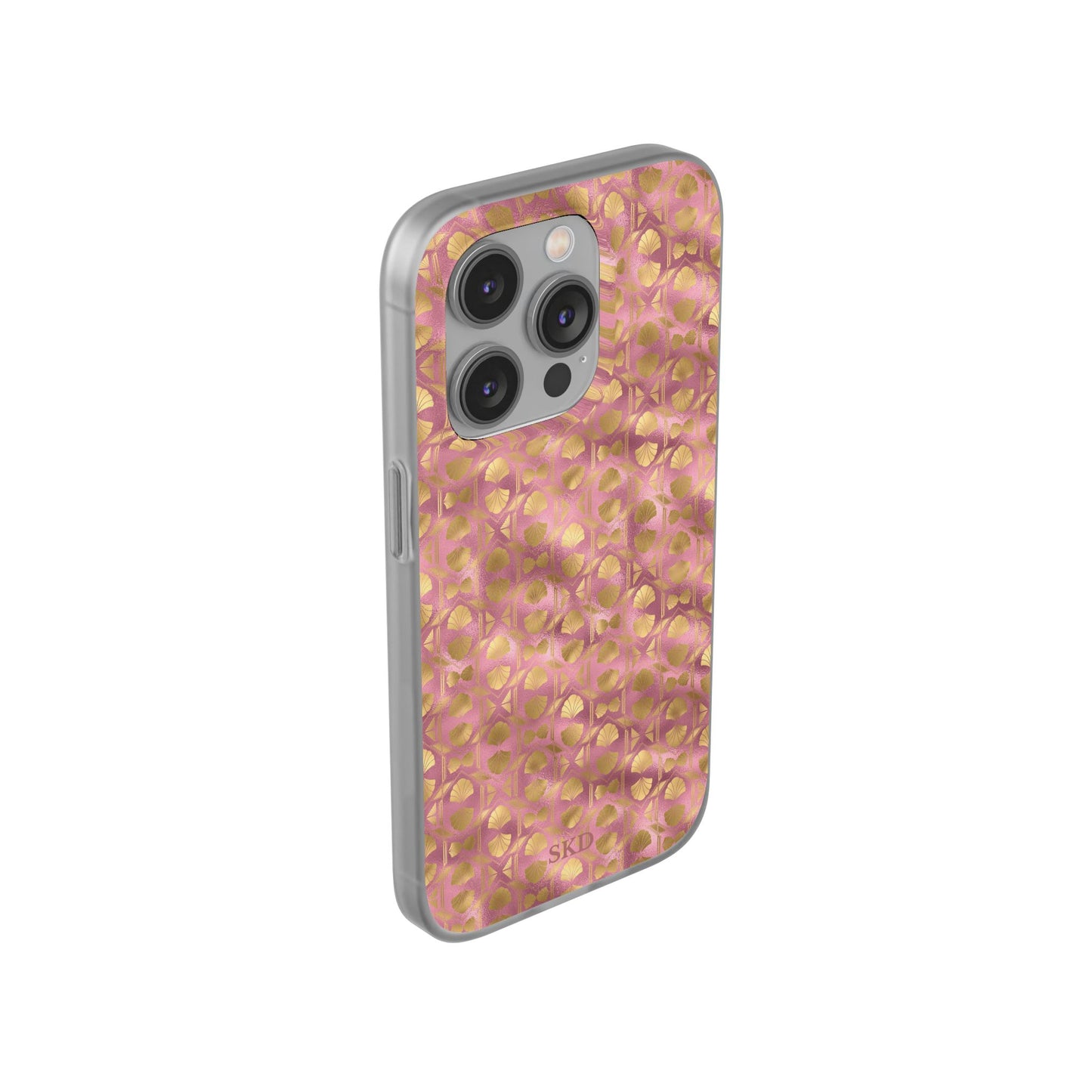 Collector's Vault: Blush Horizon | Soft, Pastel Pink & Gold iPhone Case | Shock-Absorbing TPU Protective Cover, Slim & Wireless Charging Compatible, All iPhone Sizes