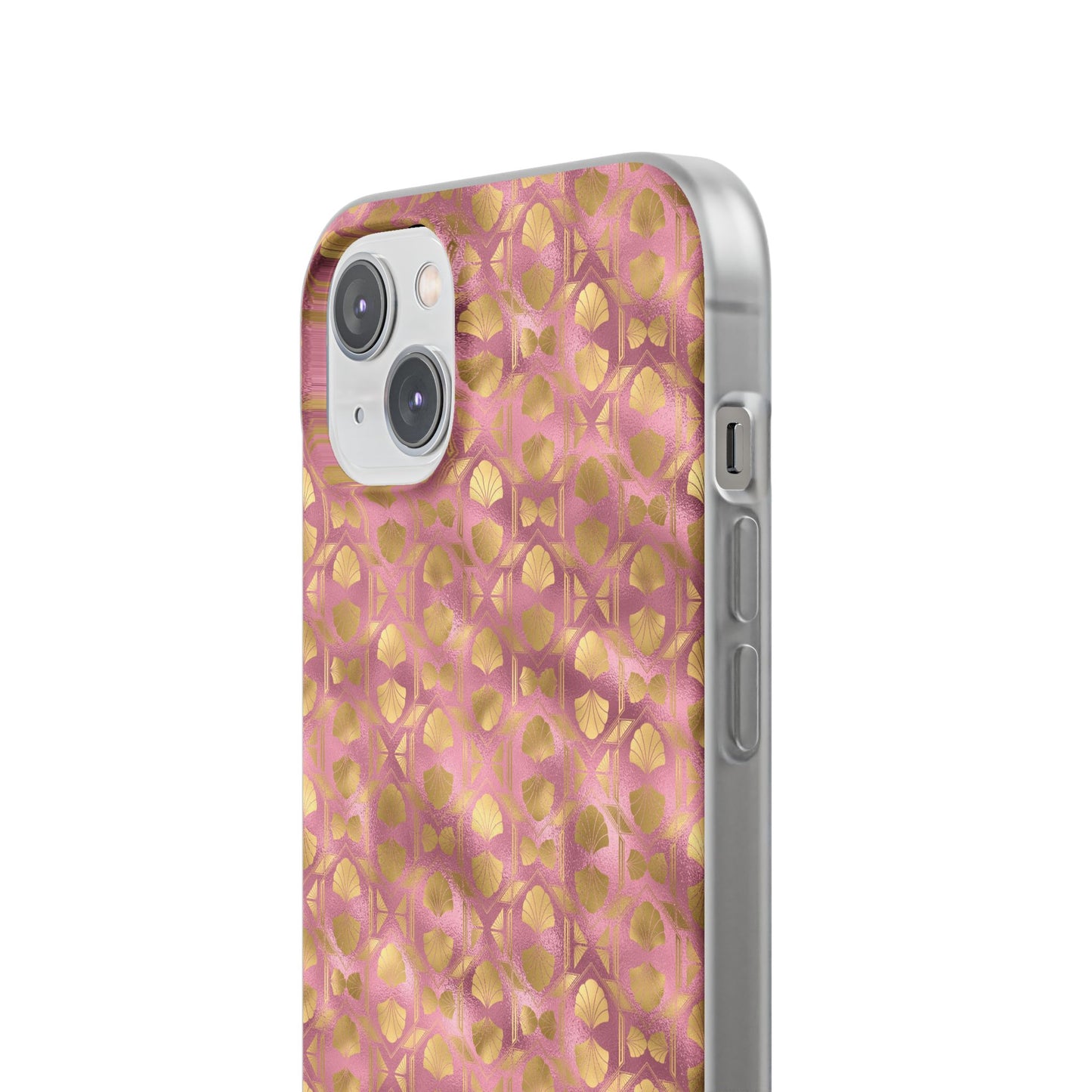 Collector's Vault: Blush Horizon | Soft, Pastel Pink & Gold iPhone Case | Shock-Absorbing TPU Protective Cover, Slim & Wireless Charging Compatible, All iPhone Sizes