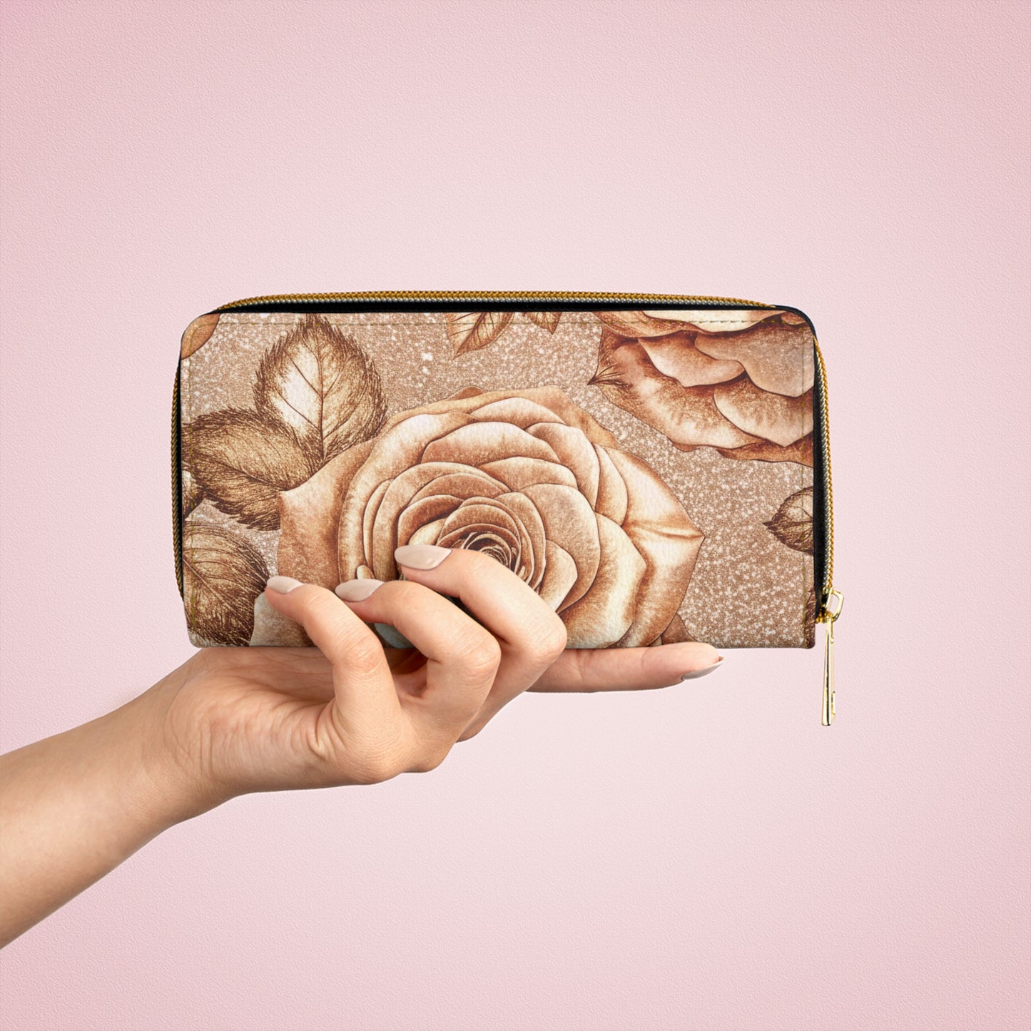 Vault Exclusive: Sepine Elegance | Sweet Rose Zipper Wallet | Luxury for Nature-Inspired Glam