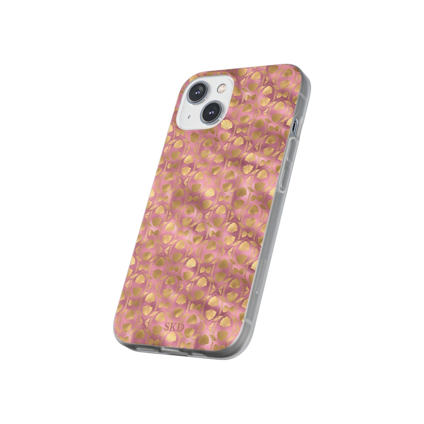 Collector's Vault: Blush Horizon | Soft, Pastel Pink & Gold iPhone Case | Shock-Absorbing TPU Protective Cover, Slim & Wireless Charging Compatible, All iPhone Sizes