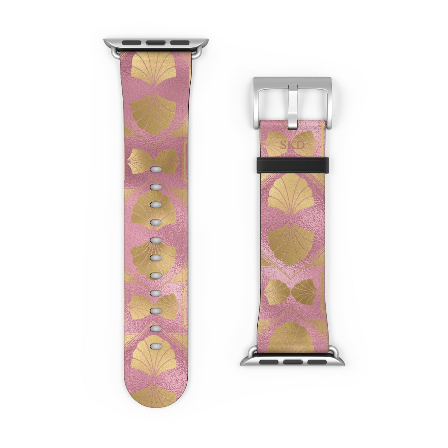 Collector's Vault: Blush Horizon | Soft Pastel Pink & Gold Apple Watch Strap, RoHS, REACH & Intertek Certified | Stainless Steel, All Series Compatible
