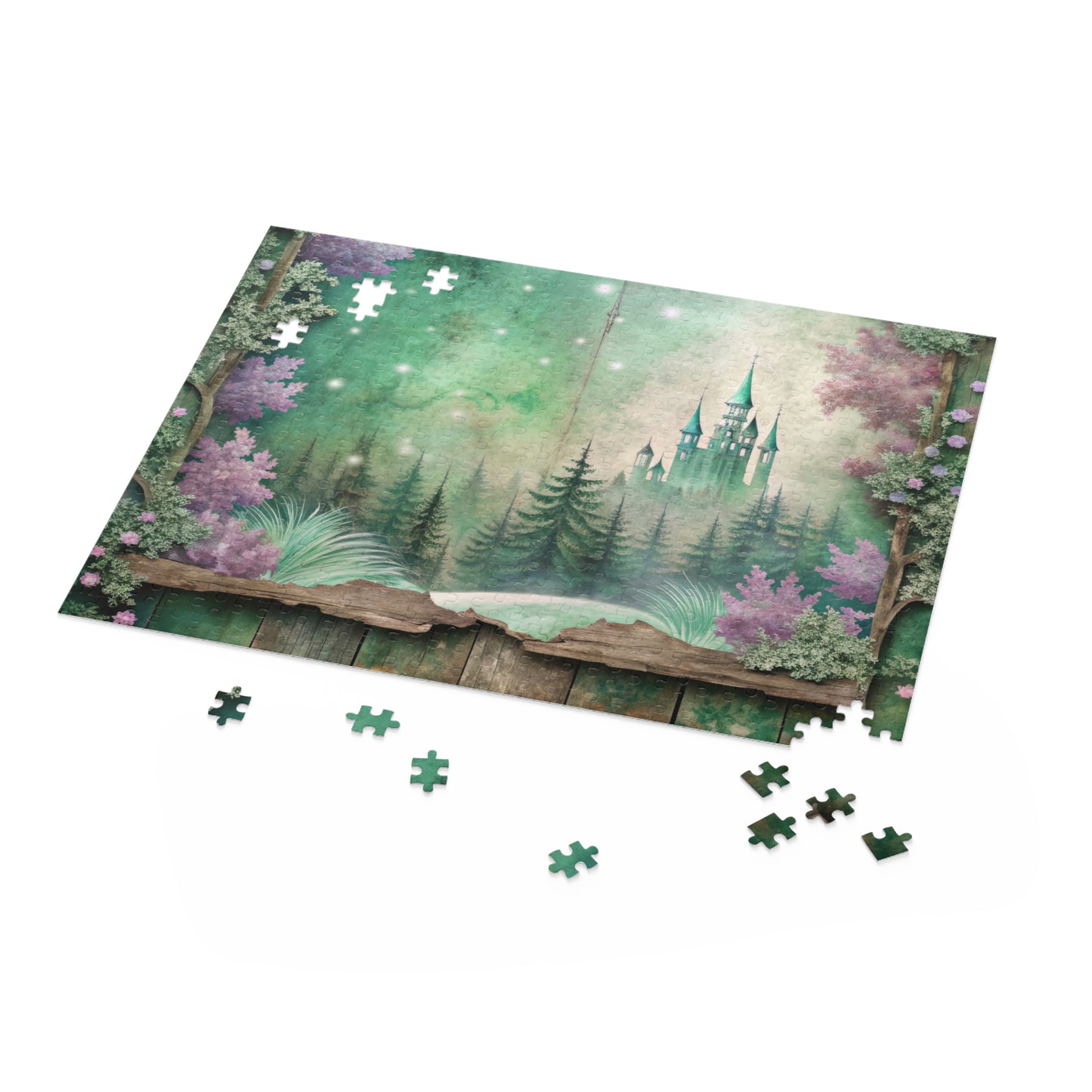 Enchanting Fairy Forest Puzzle – Custom Purple & Green Design for a Magical Family Activity | 3 Sizes for Family Fun & Relaxation