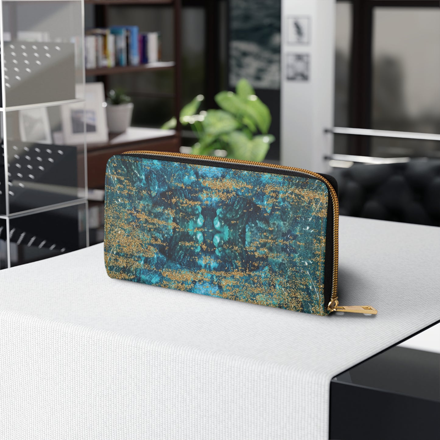 LIMITED EDITION: Celestial Reverie | Chrysocolla & Pyrite Inspired Zipper Wallet | Collector’s Vault Edition of Cleopatra’s “Wise Stone”