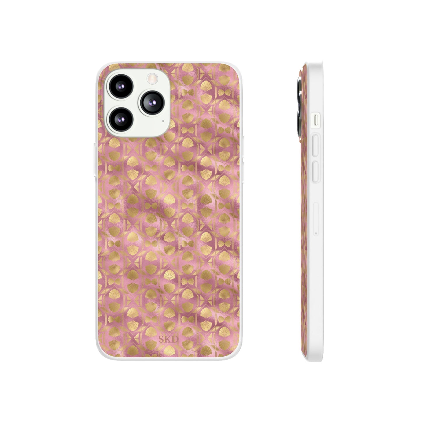 Collector's Vault: Blush Horizon | Soft, Pastel Pink & Gold iPhone Case | Shock-Absorbing TPU Protective Cover, Slim & Wireless Charging Compatible, All iPhone Sizes