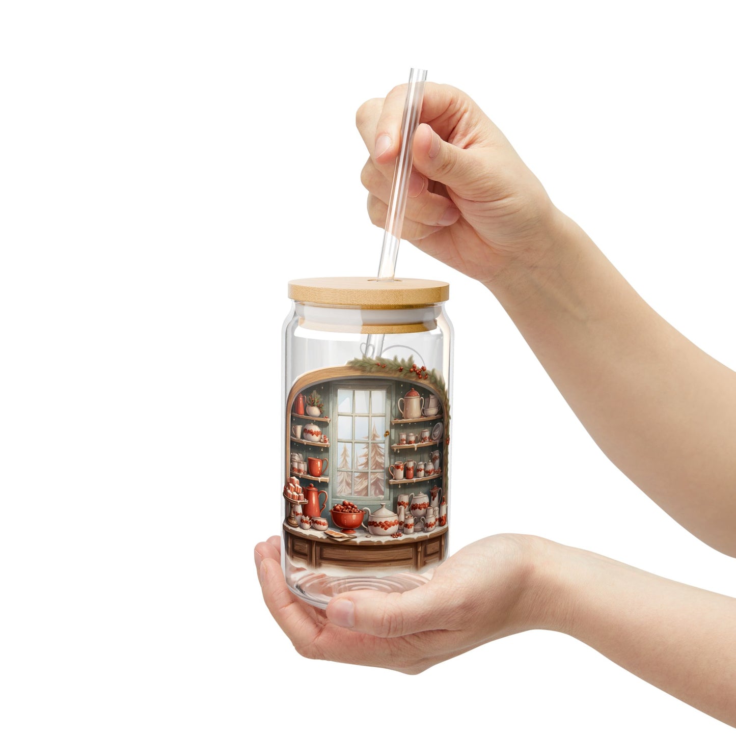 'Have A Sweet Christmas' | 16oz Custom Sipper Glass with Bamboo Lid & Straw – Perfect for Sweet Treats and Family Parties
