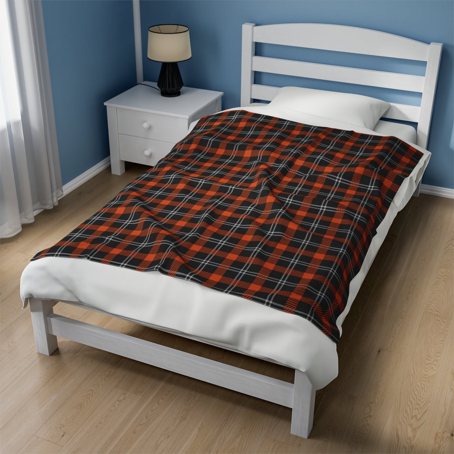 Custom Orange Black Plush Velveteen Plaid Blanket – Cozy, Soft, and Perfect for Personalized Gifts | 50x60 - Signature Keepsake Designs